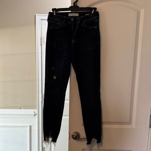 Kensie Black Distressed Ankle Crop Jeans